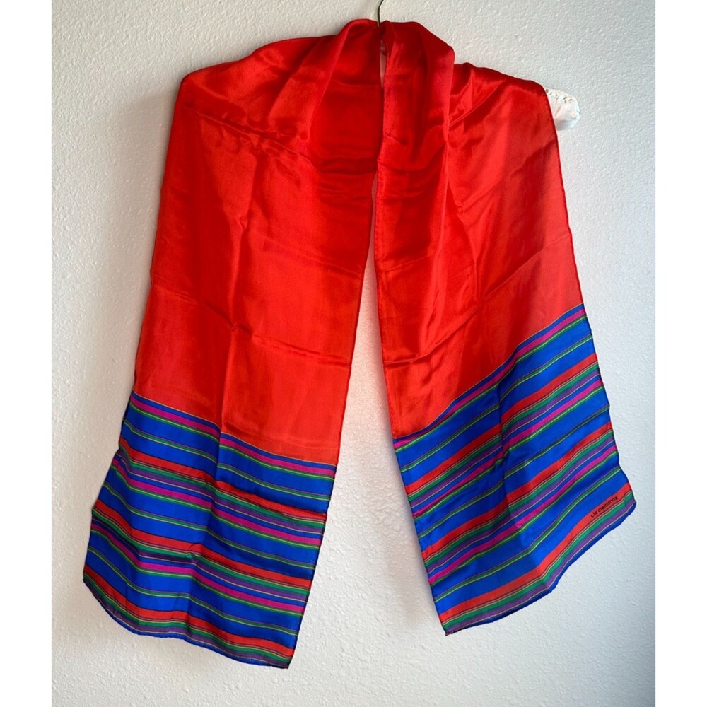 Vintage Liz Claiborne Silk Feeling Scarf Striped Rectangle 52"x10"